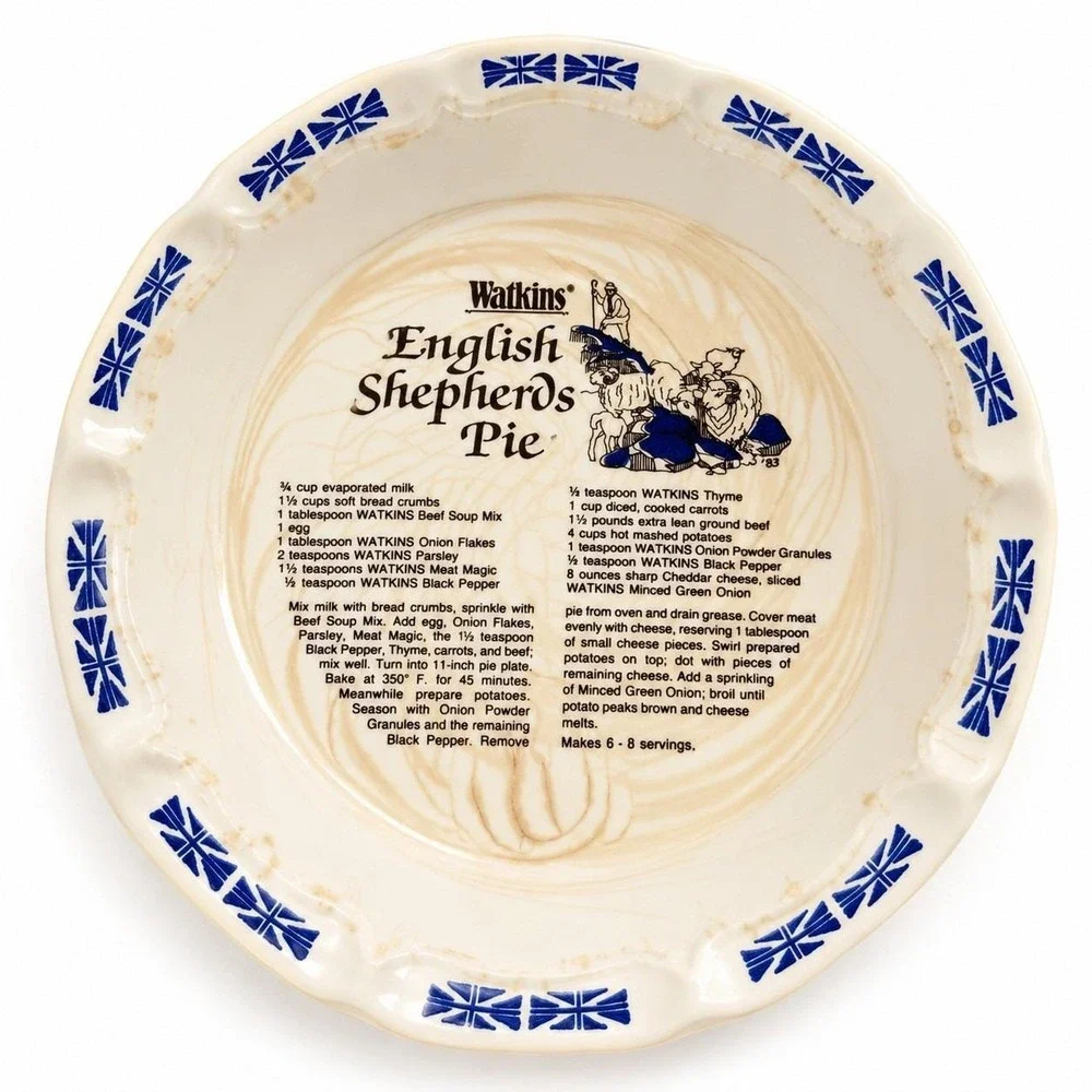 Vintage 1983 Watkins English Shepherd's Pie Recipe Dish 11